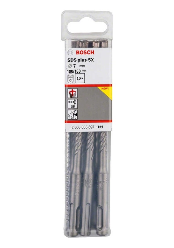 Bosch SDS-Plus 5X Kırıcı Delici Matkap Ucu 7x160 mm 10’lu Paket - 2608833897