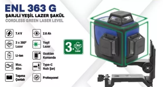 EXEN ENL 363G ŞARJLI YEŞİL LAZER ŞAKÜL