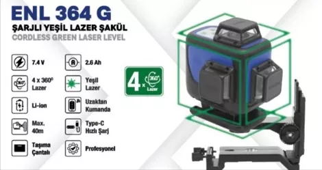 EXEN ENL 364 G ŞARJLI YEŞİL LAZER ŞAKÜL