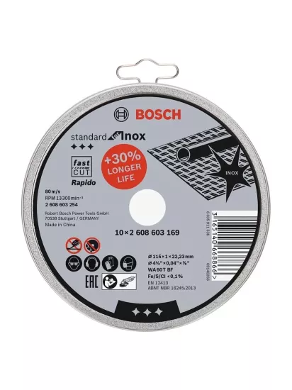 Bosch 115 x 1,0Mm Standard For Inox Rapido 10’lu 2608603254
