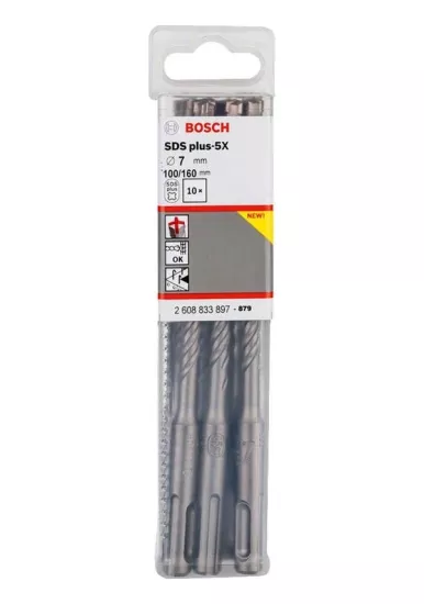 Bosch SDS-Plus 5X Kırıcı Delici Matkap Ucu 7x160 mm 10’lu Paket - 2608833897